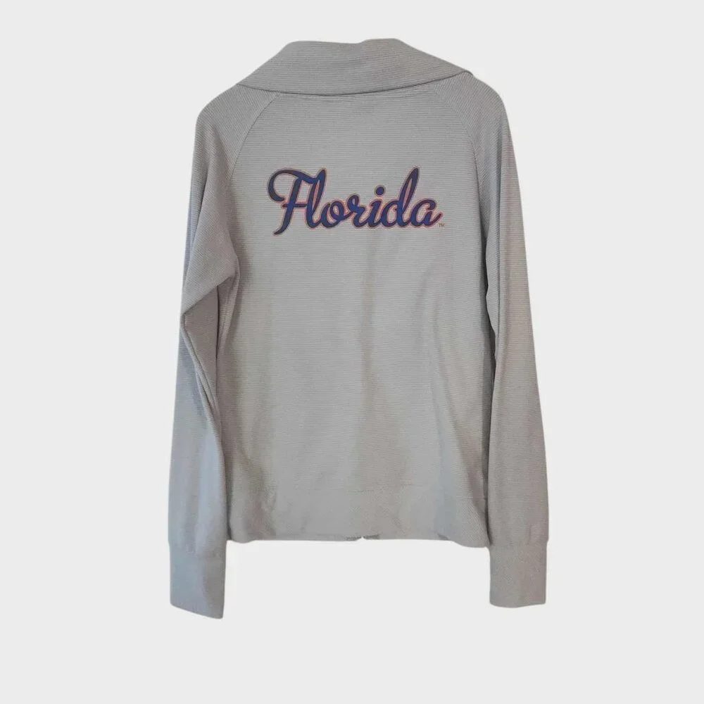 Florida Gators Full  Zip‎ Jacket Light Gray Striped Collared NCAA Womens XL